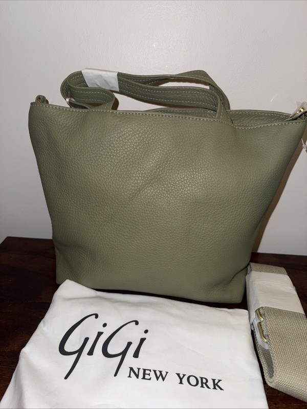 GiGi New York Marnie Leather Satchel w Crossbody Web Strap New Tags