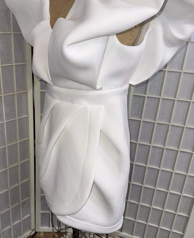 Bibi Bridal Shower White Dress Puff Icon Bride Bachelorette Reception Dress XL gallery