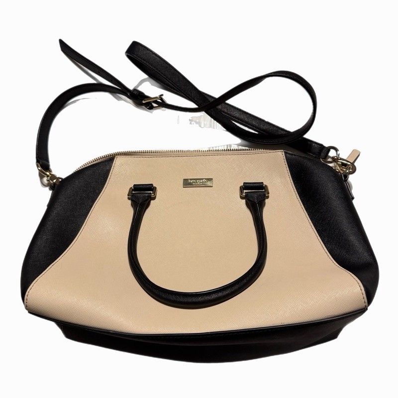 Kate Spade Tilden Place Pippa Bag Black & Beige Satchel Handbag Purse Crossbody