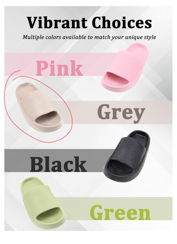 Pillow Slides Womens SZ 8.5/9 Grey/tan Anti-Slip Sandals Soft Shower Pool Shoes gallery