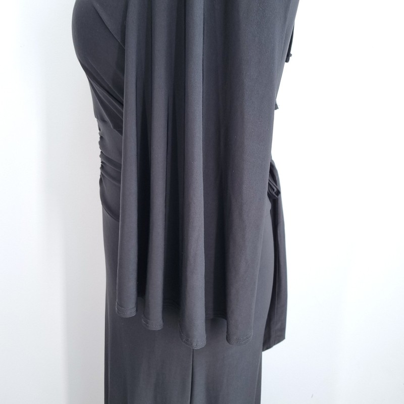 Club L London Maxi Dress UK 20 Black Ruched Open Back Evening Occasion Gothic gallery