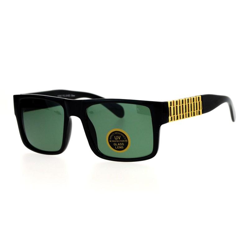 Impact Resistance Glass Lens Sunglasses Mens Square Luxury Metal Design