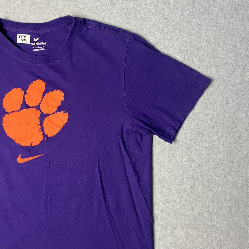 Clemson Tigers Shirt Mens Medium Purple Nike Paw Logo College Football Tee NCAA gallery