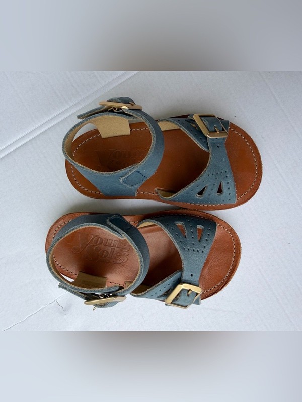 Young Soles Pearl Sandal Ocean Blue Leather Unisex Sandals | EU 23 US 7 gallery