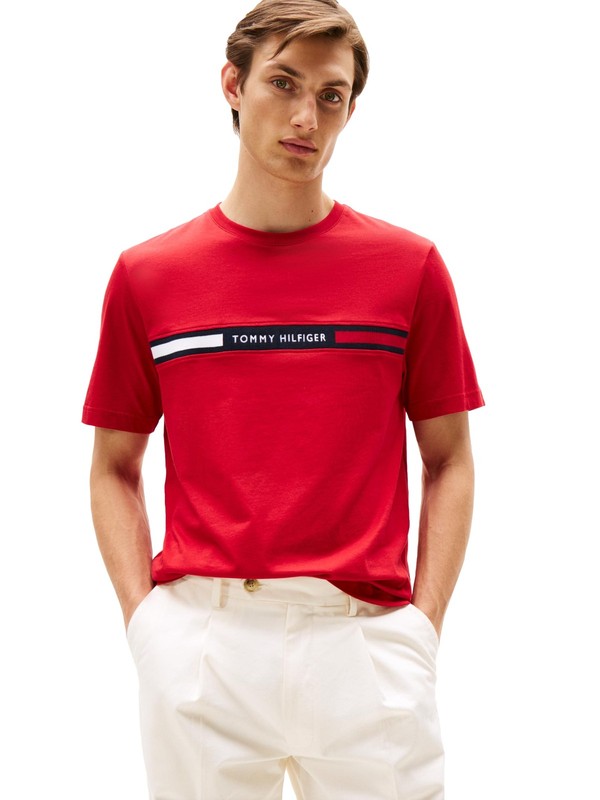Tommy Hilfiger Men’s Big & Tall Chest Insert Short Sleeve T-Shirt Med Red-3XLT