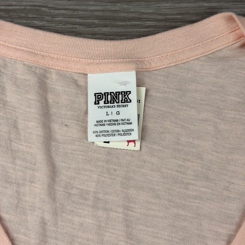 Victorias Secret Pink Women’s Short Sleeve V Neck T Shirt Peach Large New gallery