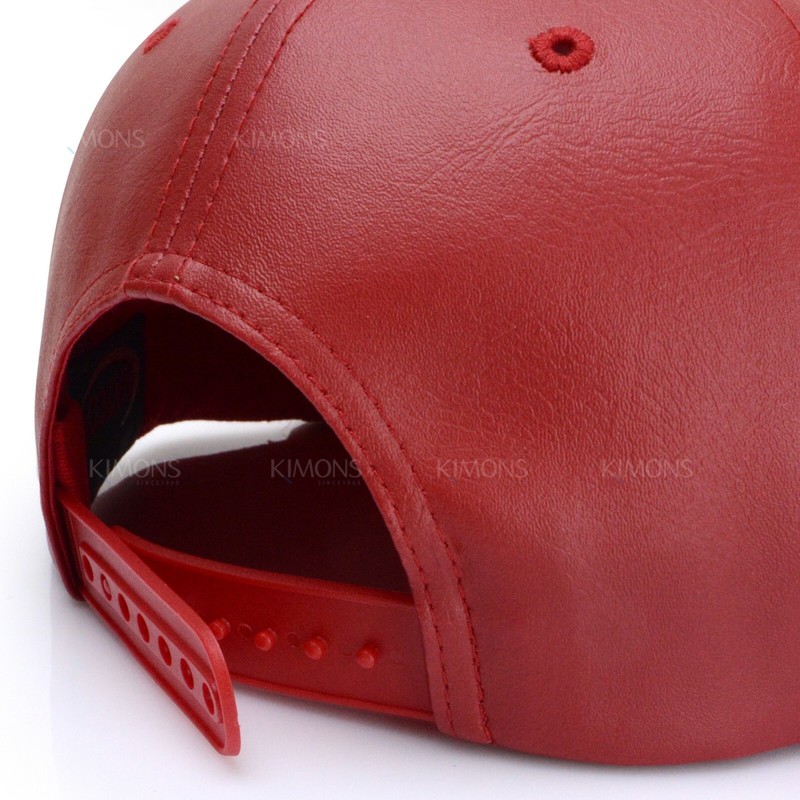 Leather Snapback Hat Hip Hop Baseball Cap Trucker Mesh Solid Plain Flat Bill Men gallery