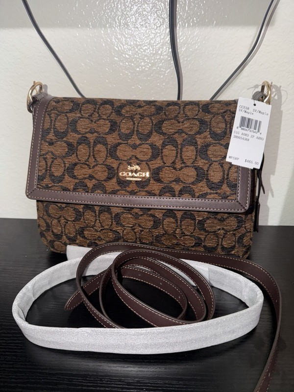 Coach CCe58 Etta Flap Shoulder Bag in Signature Chenille FREE SHIPPING USA gallery