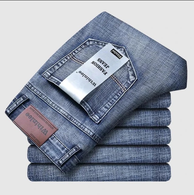 Wthinlee New Business Men’s Jeans Casual Straight Stretch Fashion Classic Blue B