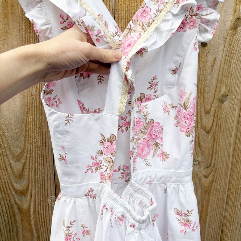 Christy Dawn The Claire Dress Amaranth Floral Size Medium White Pink Ruffle gallery