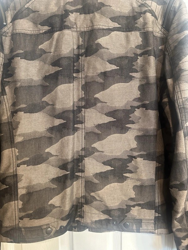 PRPS Goods & Co Denim 100% Cotton Blk Camouflage Full Zip Up Moto Jacket SIZE XL gallery