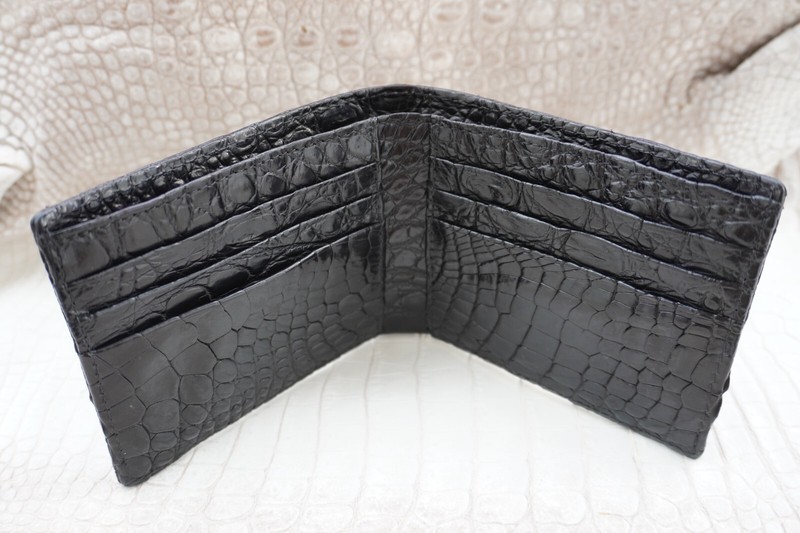 Full Black Crocodile Belly Leather Skin Men's Bifold Wallet gallery