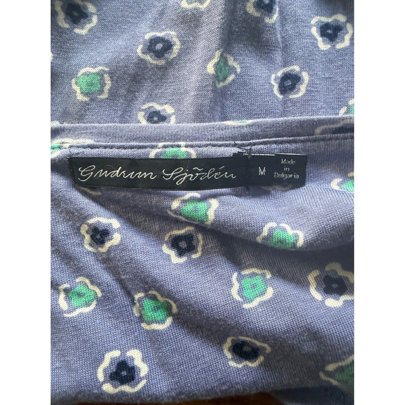 Gudrun Sjoden Blue Floral Organic Cotton Modal Short Sleeve Tee Womens Medium gallery