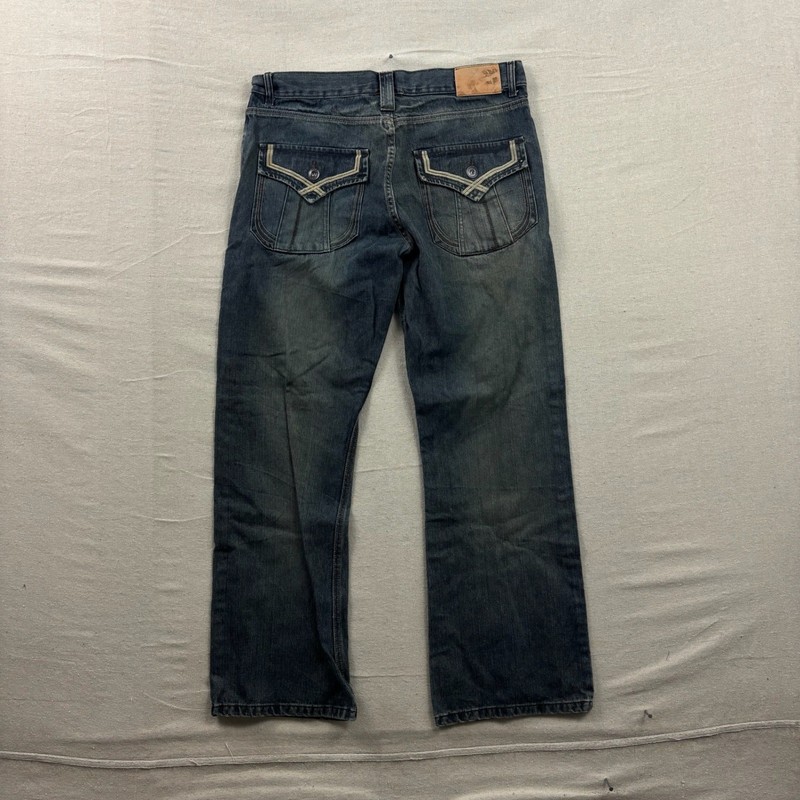 Decoded Straight Leg Jeans Mens 34×32 Dark Wash Flap Back Pocket Denim