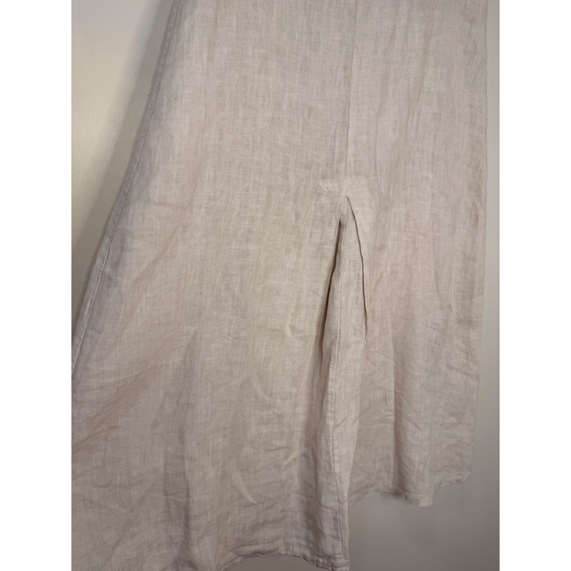 #5 VALENTINA NALDI Sz. Small Beige 100% Linen Made in Italy skirt w: 27" - 29" gallery