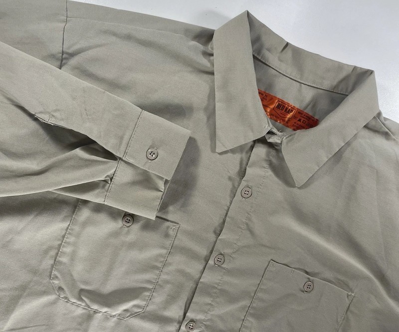 Red Kap SP14 Mens 3XL Khaki Industrial Long Sleeve Work Shirt Button