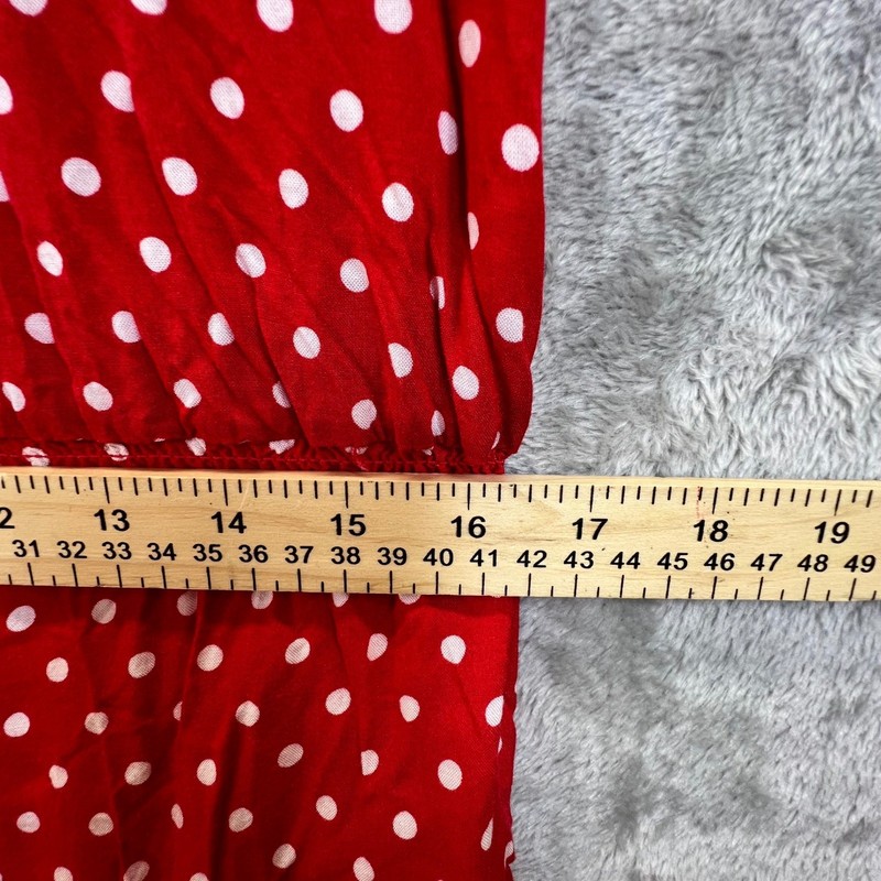 Sunny Girl Red Polka Dot Romper Womens L Cap Sleeve Button Front Retro Pinup gallery