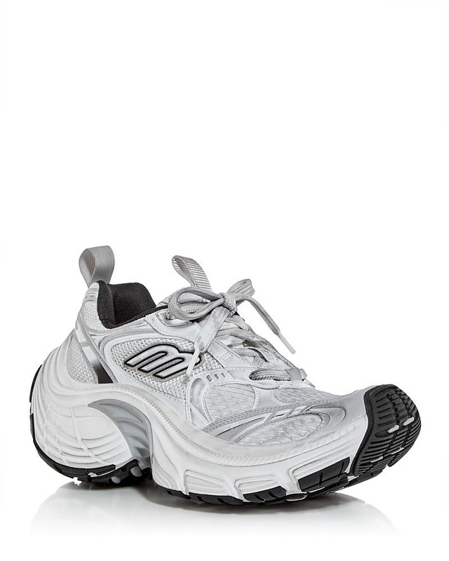 Balenciaga 10XL Low Top Sneakers Women’s 9 White/Black/Grey Pull Tab Lace Up