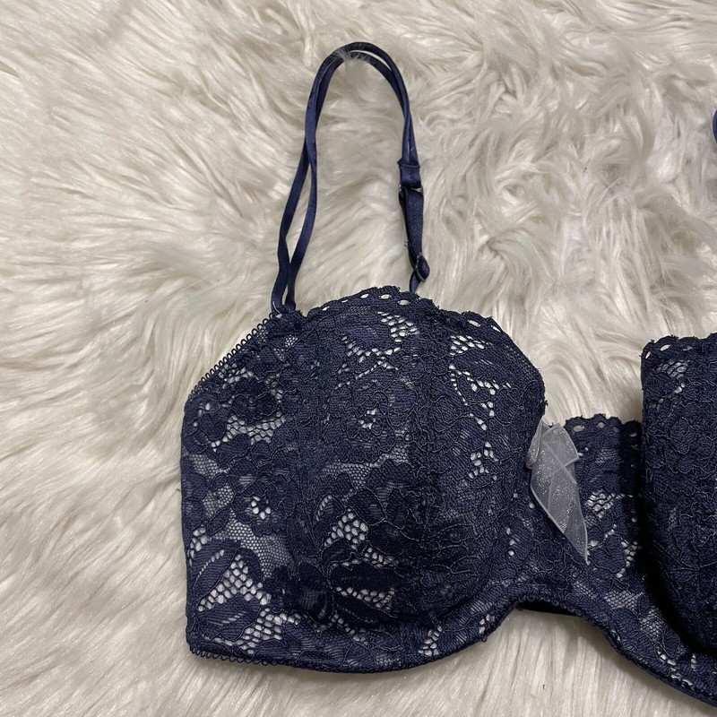 b temptd by Wacoal 32DD Bra Blue Balconette Underwire Back Closure 953144 gallery