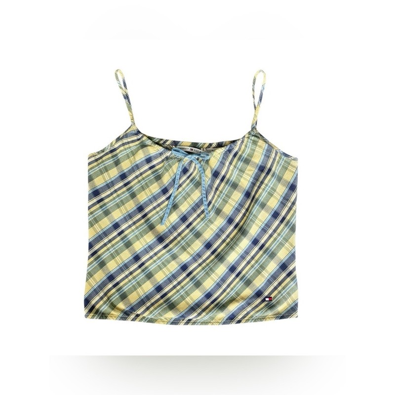 Y2K Tommy Hilfiger Vintage Blue Yellow Plaid Cami Tank 2000 Clueless School Girl gallery