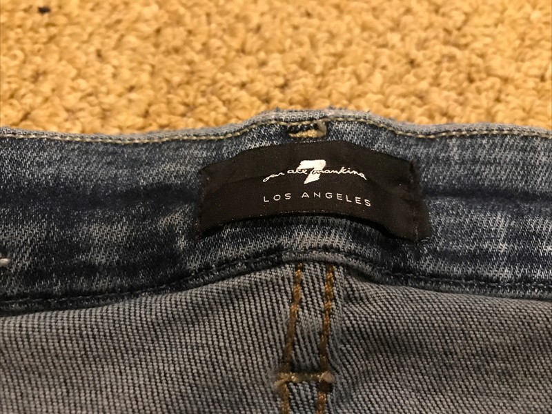 7 For All Mankind Jeans Womens Size 27 Distressed Form Fitting Blue Denim 115561 gallery