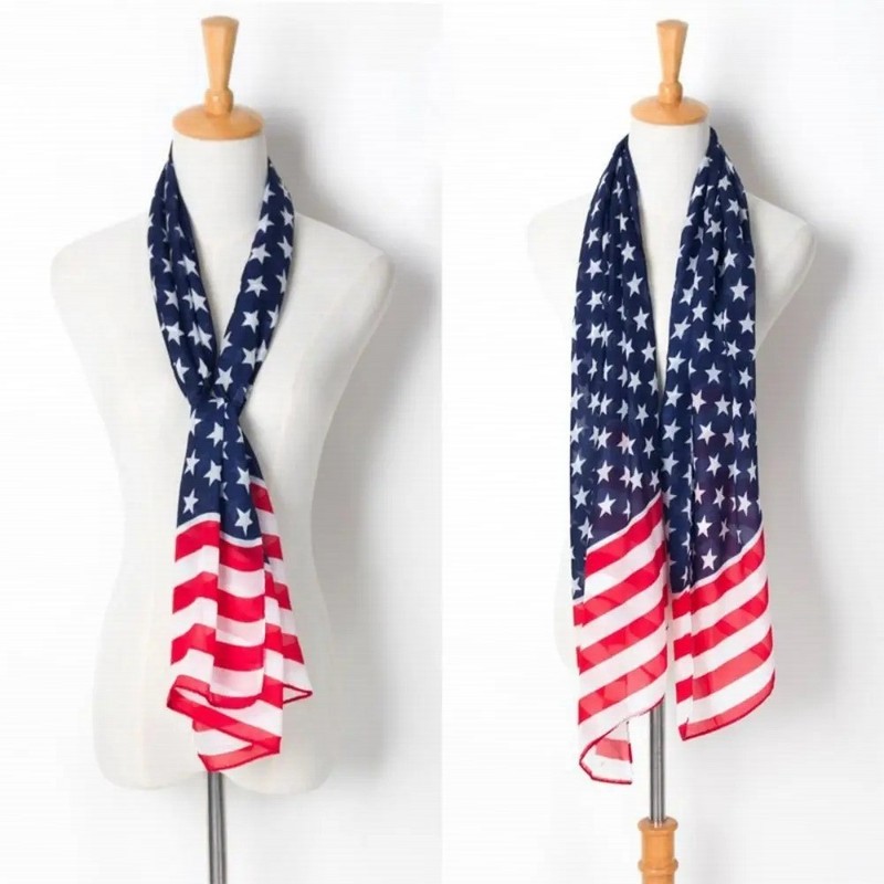 American Independence Day Flag Scarf Five Pointed Star Design Windproof Chiffon