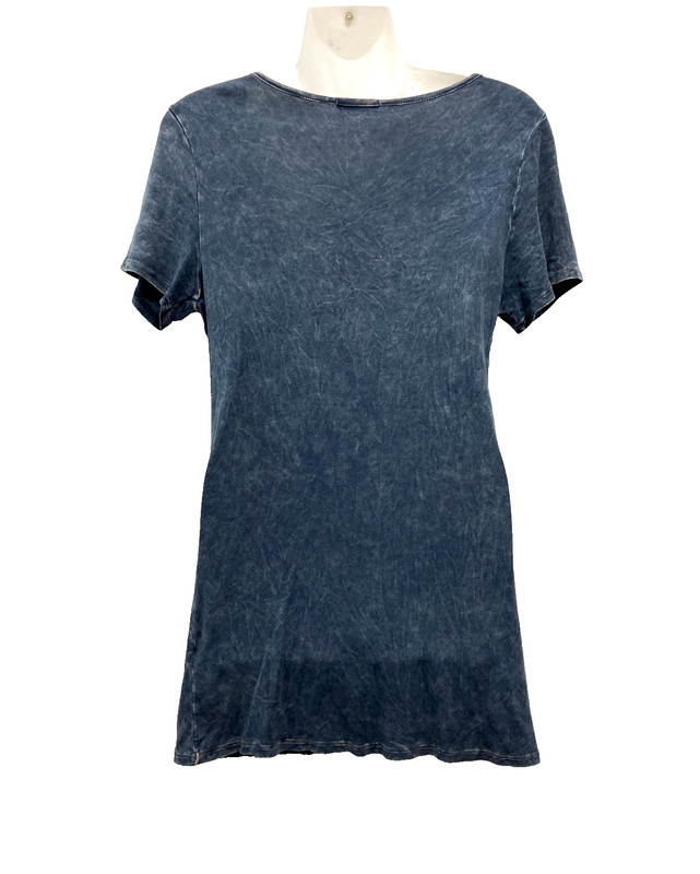 Vtg Y2K T Party Top T-Shirt Mineral Wash Blue Embroidered Fairy Grunge Indie L gallery