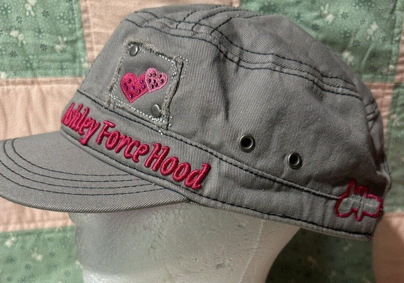 Main Gate Army Cap Womens Gray Solid Canvas Lined Strapback Ashley Force Hood