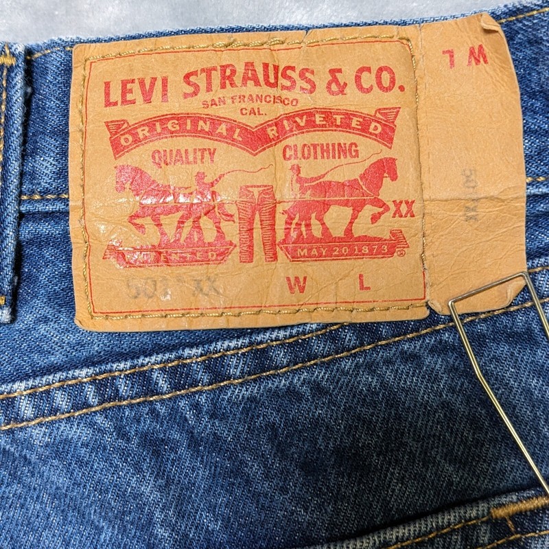 Vintage Levis 501xx Jeans Mens 46×31 Blue Button Fly Shrink-to-Fit Denim