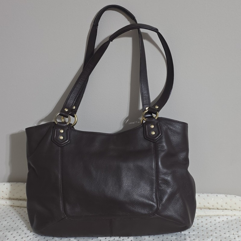 Coach Campbell Belle Dark Brown Leather Handbag Carryall Shoulder Purse gallery