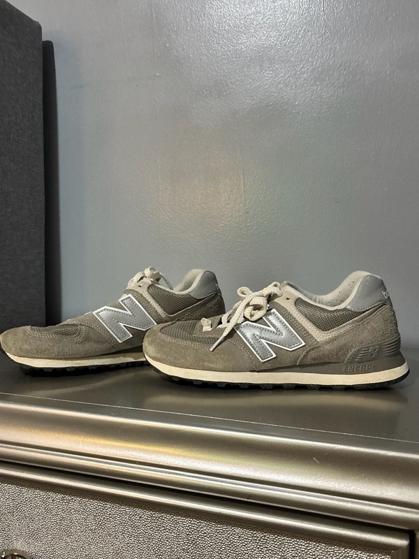 New Balance 574 Core Grey Suede Mesh Sneakers 9