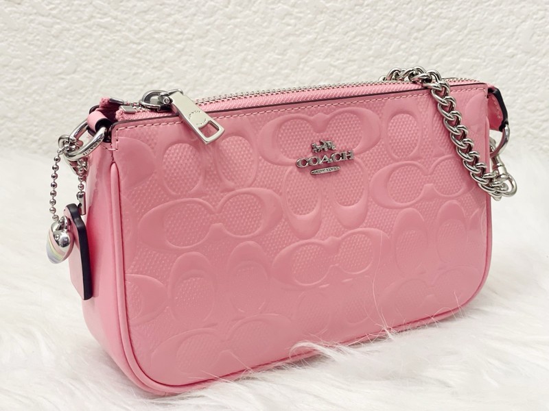 NWT Coach Nolita 19 In Signature Leather With Heart Charm CCZ27 Silver Pink gallery