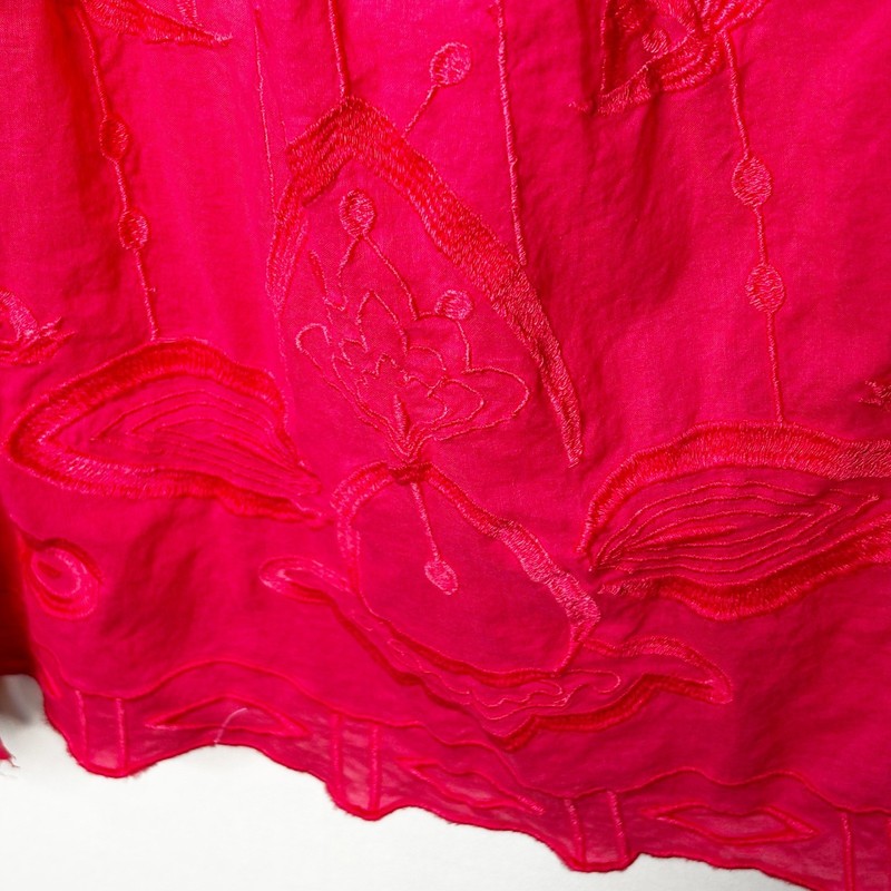 Soft Surroundings Hot Pink Embroidered Mixed Button Front Tunic Top Size XL gallery
