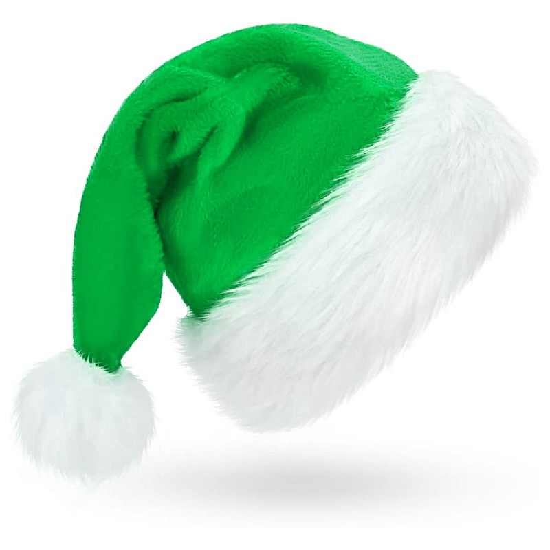Santa Hat Adults Plush Christmas Hats White Fur Xmas Holiday Party Decor