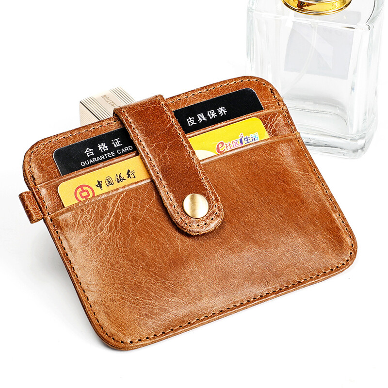 RFID Blocking Card Wallet with Hasp Coin Pocket Vintage Leather Small Wallet USA