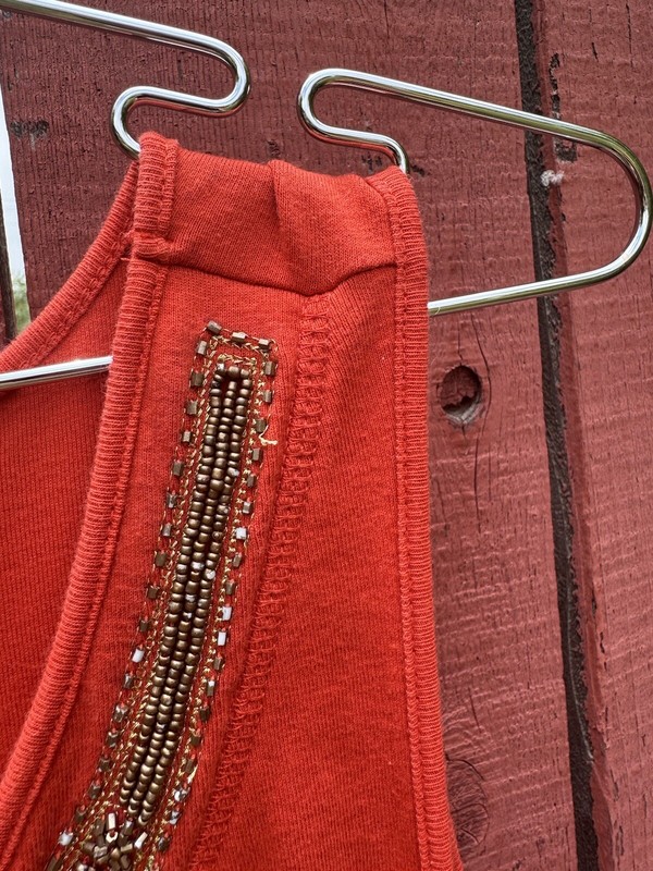 Avenue Beaded Orange Soft 100% Cotton Tank Top Plus Size Y2K Summer Boho Fairy gallery