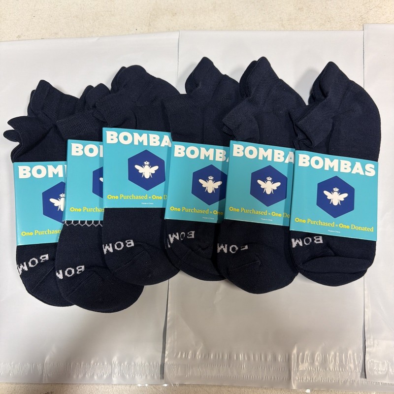 [100% AUTHENTIC] 6 PACKS Men Tri-Block Bombas Socks🐝 Large Navy Blue