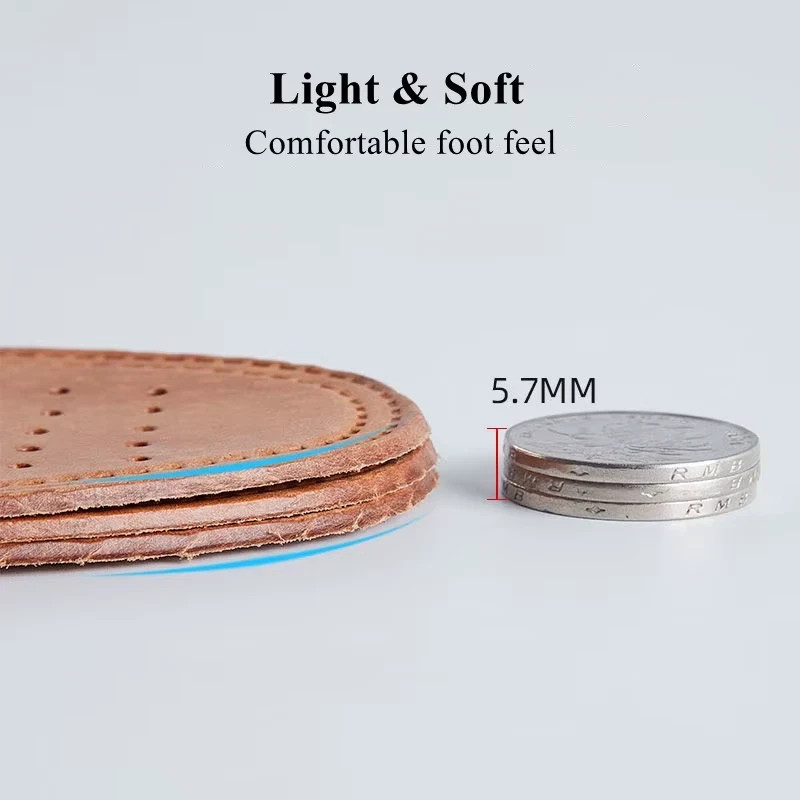 Real Cowhide Insole Leather Shoes Boots Shoe Inserts Soft Breathable Deodorant A gallery