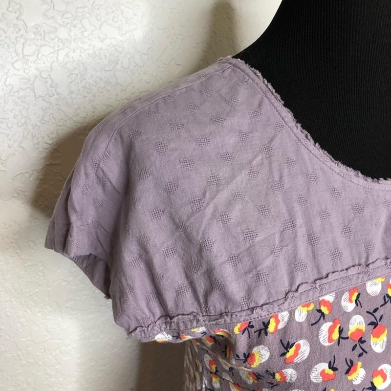 Boden light purple cotton floral print knit top size 4 gallery