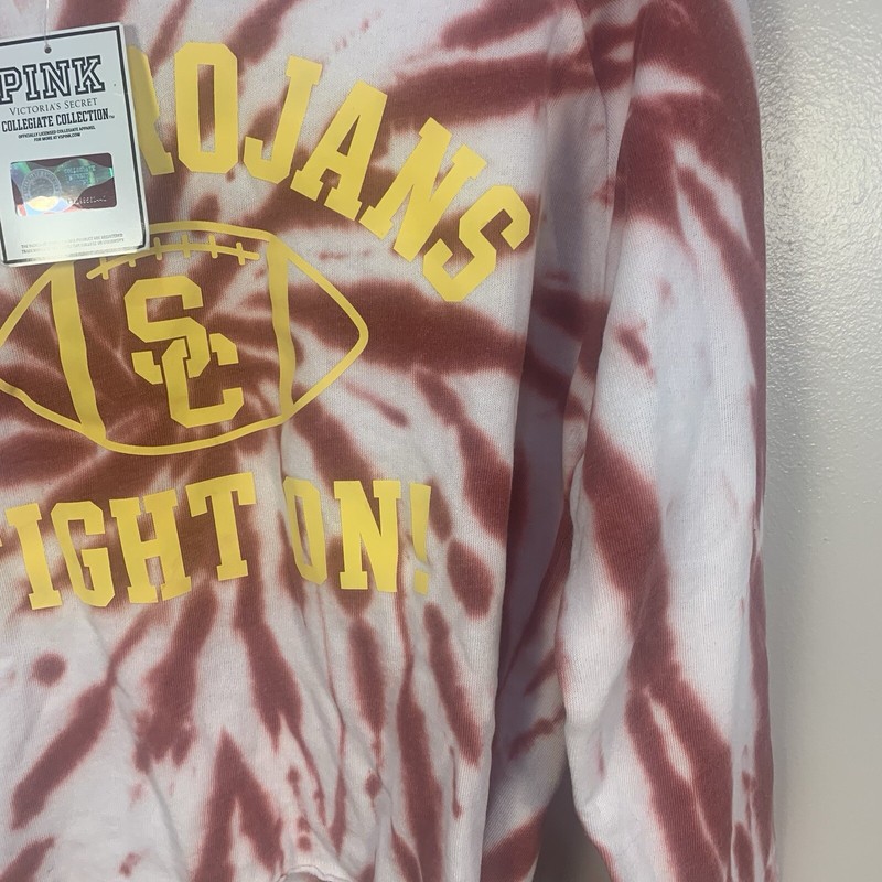 PINK VS Collegiate Collection Crop XS Tie dye Sweatshirt USC TROJANS Fight On gallery