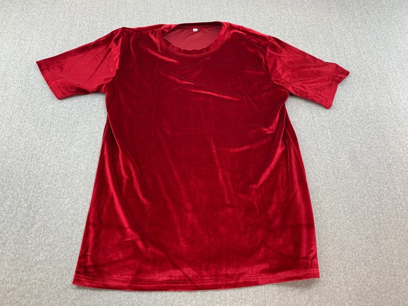 Component Velour Stretch Knit Tshirt Shorts 2 Pc Set Women M Red Soft Drawstring gallery