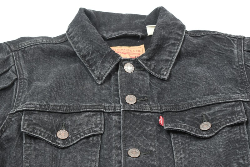 Levi's Original Puff Sleeve Trucker Jacket Womens Medium Black Long Sleeve Denim gallery