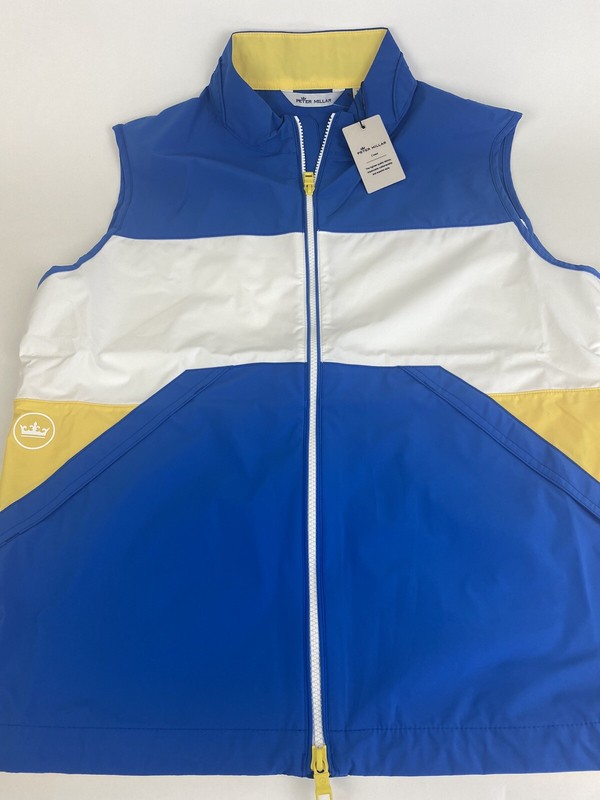 NWT Peter Millar Crown Sailing Nautilus Blue White Golf Zip Up Vest MEDIUM $168