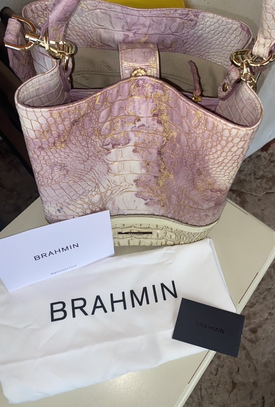 Amelia Bucket Bag by Brahmin in the color Lilac Whimsy.