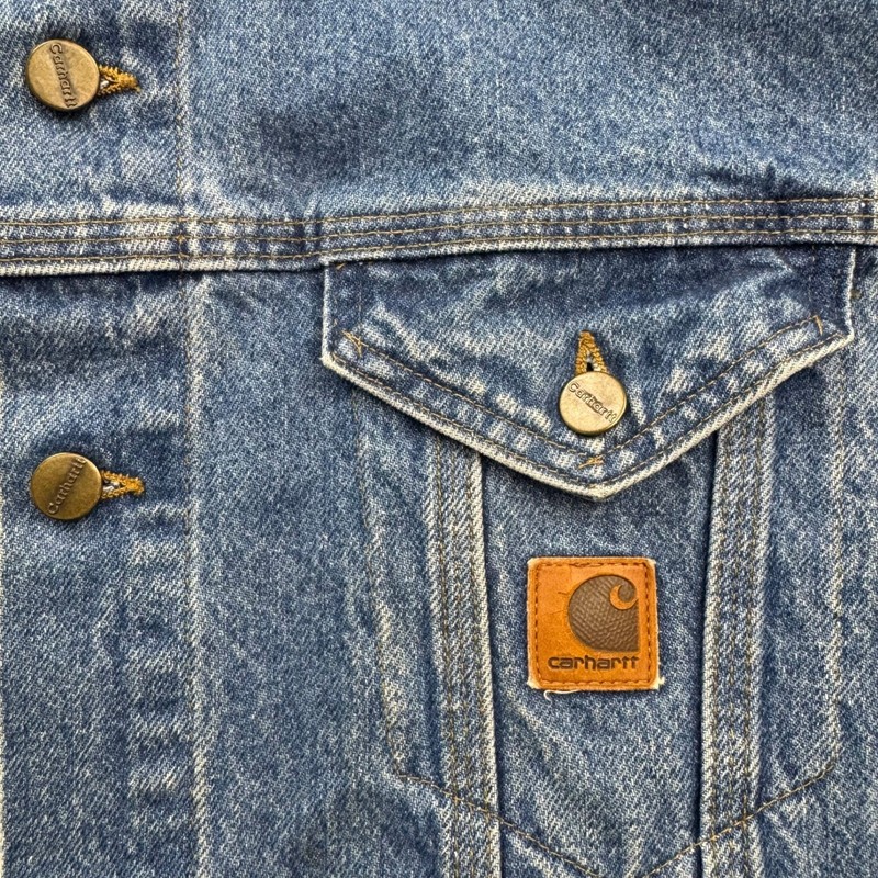VTG Carhartt J12 DST Denim Trucker Jacket Mens Large Blue Made in USA Workwear gallery
