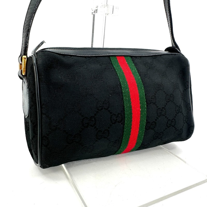 Vintage GUCCI Shoulder Bag GG Canvas Black Authentic gallery