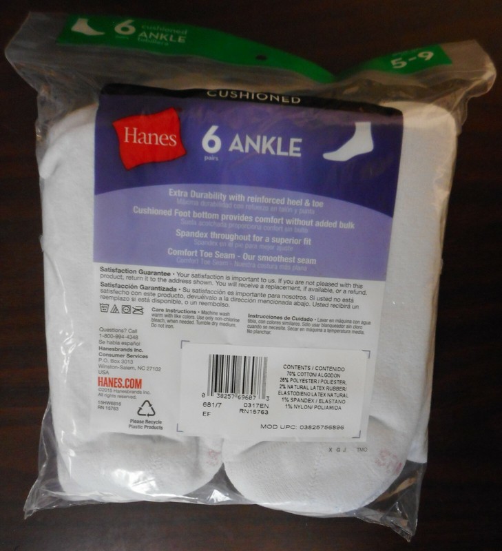 HANES PACK OF 7 PAIR OF WOMENS CUSHIONED ANKLE SOCKS WHITE SIZE 5-9**** gallery