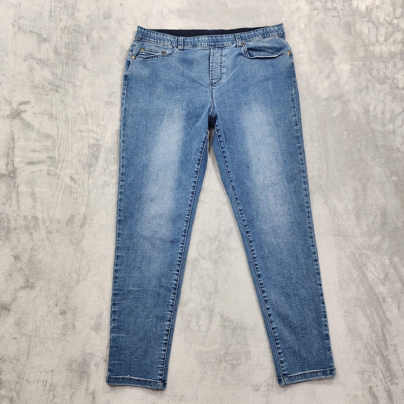 DG2 By Diane Gilman Jeans Women L Blue Pull On Jegging Slim Stretch Denim Casual