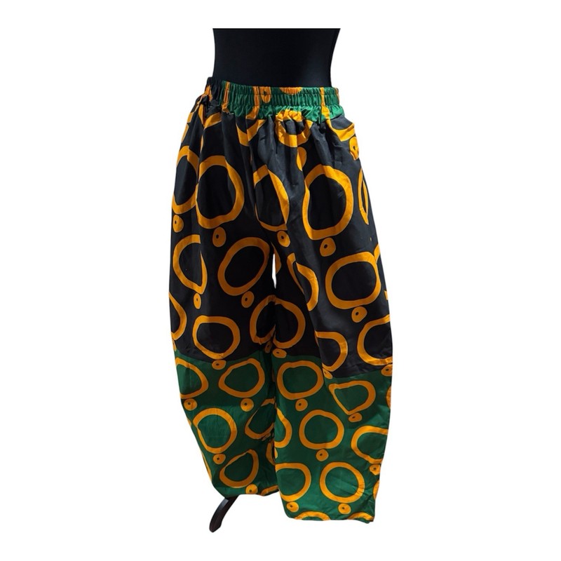 2-Piece Ankara Pants & Crop Top Set -Green, Black, Orange, Free Size 6-10 gallery