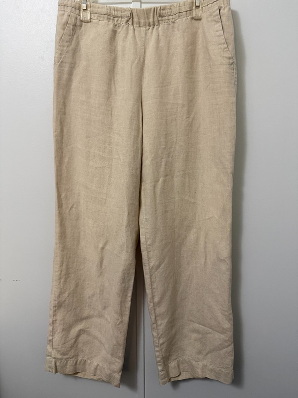 Charter Club Luxury Linen Pants Women M Beige Coastal Preppy Old Money Vacation